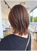 大人可愛い外ハネレイヤーボブ×ブラウン