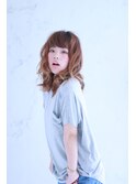 抜け感エアリーカールナチュラルセミディ鎖骨ラウンドボブ