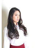かきあげバングとゆるパーマで外人風ロング《YASU》