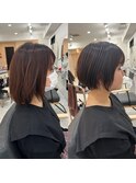 直毛も丸く柔らかくなるショートヘア