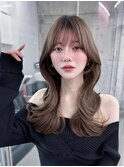 美髪韓国レイヤーイメチェン似合わせチェリーブラウンミニウルフ