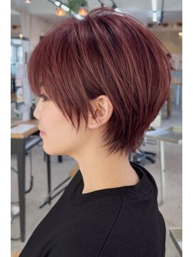 グランデュール 東静岡池田店(GRANDEUR) 小顔耳かけショート/チェリーレッド20代30代40代東静岡草薙