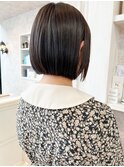 福山市美容室Caary人気 ナチュラルストレート可愛いミニボブ