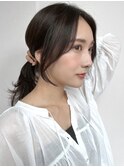 グレージュカラーシルキーベージュくびれヘア顔まわりカット