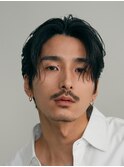 中華風センターパートニュアンスパーマフェザーショートパーマ
