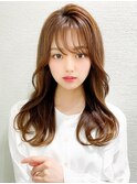 シャギーレイヤー韓国ワンホンヘアシースルーぱっつん前髪