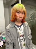 レイヤーボブデザインカラーネオンイエローグリーンオレンジ