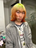レコ 渋谷(LECO)&nbsp;レイヤーボブデザインカラーネオンイエローグリーンオレンジ