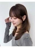 【島田佑】ミディアムレイヤーカットグレージュ顔周りカット