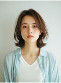 ミルクブラウン/ダークパープル/ナチュラルショート/夏/センター