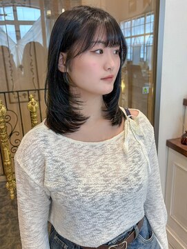 ルチア ヘア ステラ 京都店(Lucia hair stella) 顔周りミディアムレイヤーカットハッシュカット韓国京都河原町