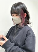 【Anli☆岩瀬萌】インナーカラー ピンクラベンダー ウェーブボブ