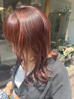 ハナサカヤヘアーサロン(hanasakaya hair salon) 白髪ぼかしハイライト×透明感レッド