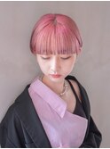 ピンクヘアーピンクグレープフルーツ小顔透明感カラー_ba512001