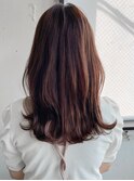 縮毛矯正 くびれヘア レイヤーカット アプリコットオレンジ