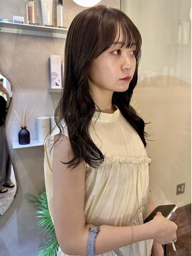 ジーナ 博多(Zina) オリーブグレージュ×ゆる巻きセミロング