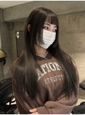 オン眉/姫カット/黒髪/髪質改善/ツヤ髪/黒髪ロング