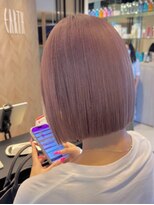 アース いわき店(HAIR&MAKE EARTH)&nbsp;明るめピンクベージュ×切りっぱなしボブ