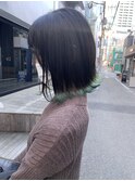 裾カラー　ジェイドグリーン パツっと切りっぱなしぼぶ　hiro