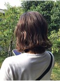 大人可愛いニュアンスボブパーマ無造作ウェーブアッシュベージュ