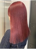 3225カシスレッドバイカラー癖毛カットうるツヤビビッドカラー