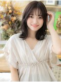 暗髪バレイヤージュくせ毛風エアリーミディc3大宮20代30代40代