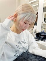 ランテルディ 渋谷(LANTERDIT)&nbsp;艶感　ホワイトカラー　ミニボブ　切りっぱなしボブ　透明感