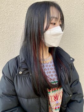 ヘアーデザイン ビビッド(HAIR DESIGN VIVID) インナーカラー/レッドカラー/小顔薄めバンググレーベージュ