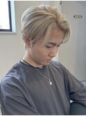 30代40代メンズセンターパートブリーチミルクティーベージュ
