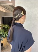 お呼ばれヘア、カチモリ、結婚式二次会、タイトアレンジ