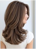 ミディアムレイヤー×白髪ぼかしカラー30代40代50代60代