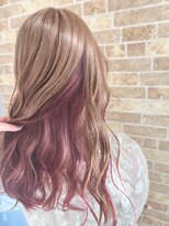 アース 都城川東店(HAIR & MAKE EARTH)&nbsp;ミルクティーベージュ×ピンクのデザインカラー