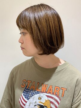 【FOLK】透明感赤みなしグレージュ☆似合わせ内巻きボブ♪