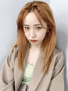 アイティーバイアルバム 松戸店(IT by ALBUM) アプリコットオレンジ_ペールベージュセクションカラー_38226