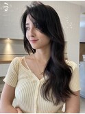 憧れ韓国女優ヘア/前髪なしロングヘア/レイヤーカット/地毛風