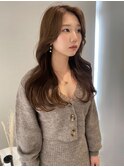 福井 韓国風くびれヘア レイヤーカット ブラウンベージュ