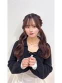ツイン　ヘアメ　編み込みアレンジ　ウェーブ巻き　YUKI