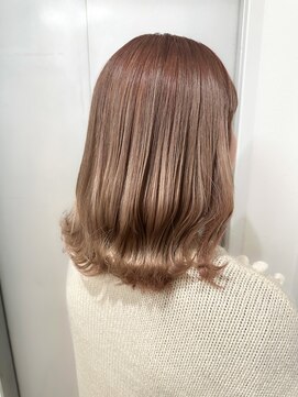 ムクヘアー(muk hair) 外ハネボブ×ピンクミルクティーベージュ