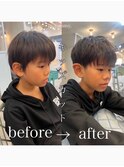 男の子キッズカット☆メンズショートマッシュ短髪ツーブロック☆