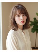 『小顔に見せる』前髪パーマひし形シルエットのくびれヘア
