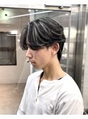 メンズハイライトメッシュ/センターパート/白髪ぼかし
