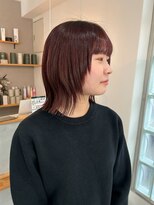 ナウアズ(now as.)&nbsp;大人カジュアル顔周りレイヤーロブxカシスレッド【菅井】