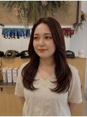【富山】大人上品なセンターパートの艶セミロングレイヤー