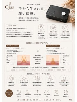 オージャス(Ojas)の写真/TEPORA(テポラ)とは低周波と中周波を組み合わせた電気美容メニューです。