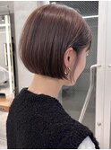 20代30代ミニボブ切りっぱなしボブぱっつん前髪シースルー顔周り