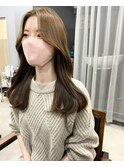 ＊ミルクティーベージュ ブリーチなしダブルカラー 韓国風ロング