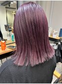 ダブルカラーピンクベージュベージュカラーケアブリーチミニボブ