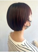 ブリーチなし暖色カラーチェリーピンク＊丸みショートヘア
