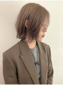 ダブルカラーナチュラルボブ前髪ありミディアムレイヤーボブ