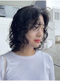 ミディアムパーマ/黒髪レイヤーパーマ